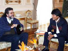 Bolivian president Evo Morales and Cuban Culture minister Abel Prieto met